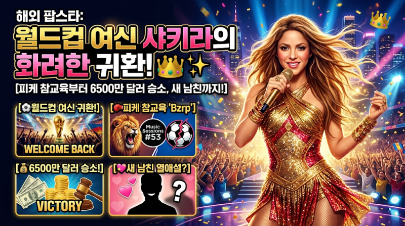 [해외 팝스타] '월드컵 여신' 샤키라의 화려한 귀환! 피케 참교육부터 6500만 달러 승소, 새 남....
