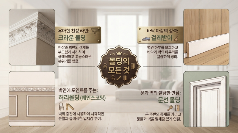 몰딩 종류 총정리, 우리 집 인테리어 완성도를 높이는 몰딩 선택법