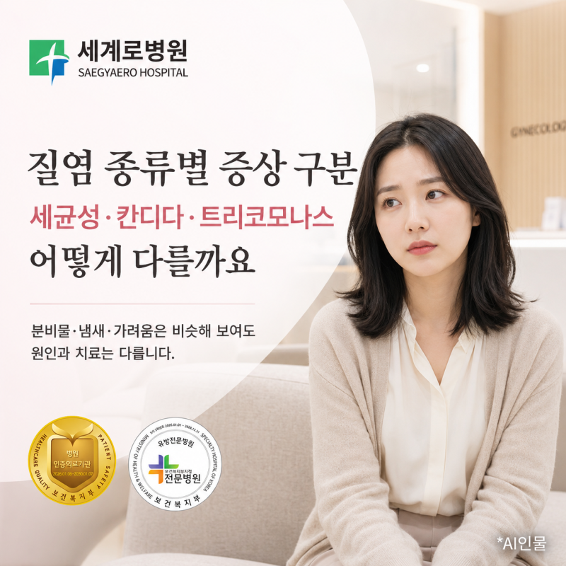 질염 종류별 증상 구분, 세균성 칸디다 트리코모나스 어떻게 다를까요?