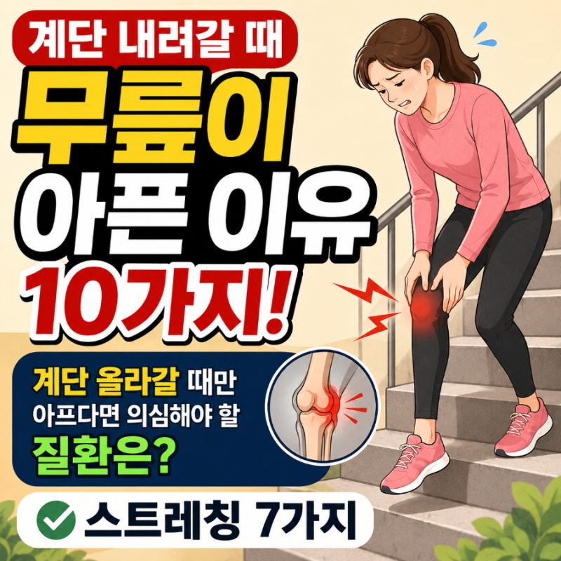 계단 내려갈 때 무릎이 아픈 이유 10가지! 계단 올라갈 때만 아프다면 의심해야 할 질환과 스....