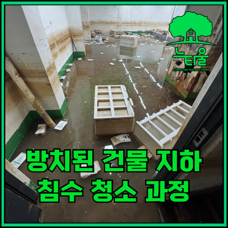 방치된 인천 건물 지하에서 발생한 침수 청소 과정