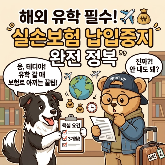 "해외 나갈 때 숨은 돈 찾기!" 3개월 이상 해외 체류 실손보험료 환급 조건 및 납입중지 신청 ....