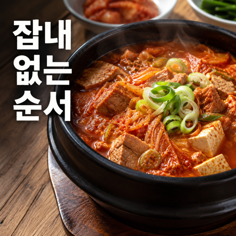 "덜 익은 김치라 안 되는 줄 알았는데.."돼지고기 김치찌개 황금비율,고기 잡내 없이 국물 진....