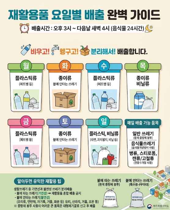 제주살이가 불편한 이유(1) - 재활용품 요일별 배출제