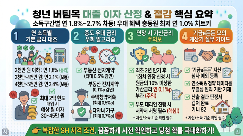 2026년 청년 버팀목 전세대출 금리 이자 계산 방법 및 이자 삭감 신청하기