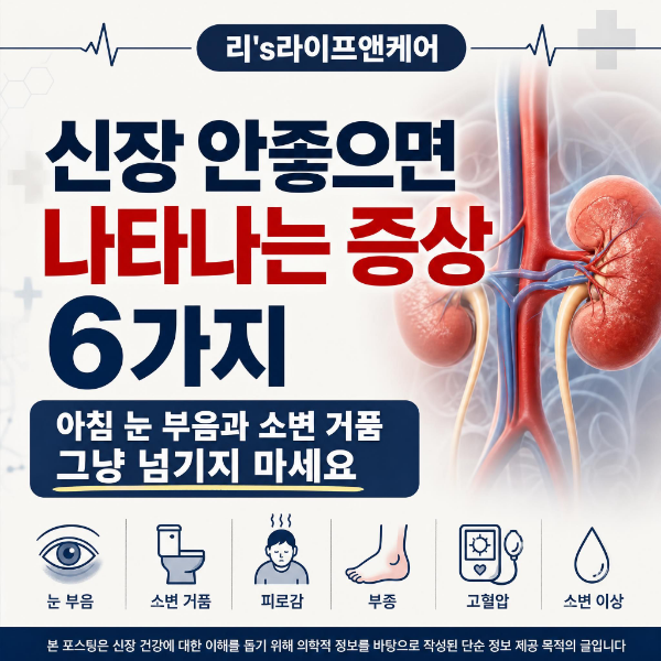 신장 안좋으면 나타나는 증상 6가지, 아침 눈 부음과 소변 거품 그냥 넘기지 마세요