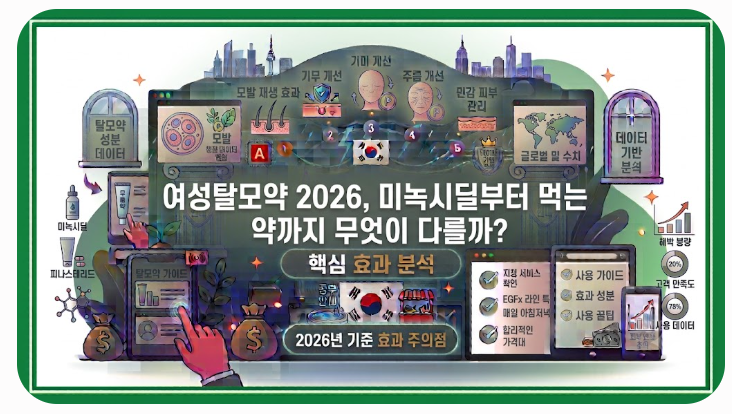 여성탈모약 2026, 미녹시딜부터 먹는 약까지 무엇이 다를까?