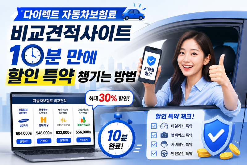 다이렉트 자동차보험료 비교견적사이트 10분 만에 할인 특약 챙기는 방법