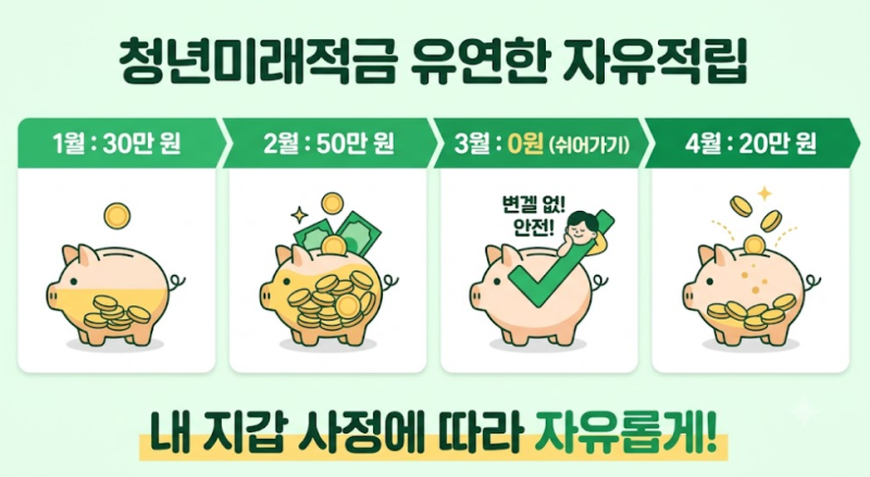 청년미래적금 납입 금액 변경, 중도 납입 조절 가이드 (한도 및 자유적립 방식 정리)