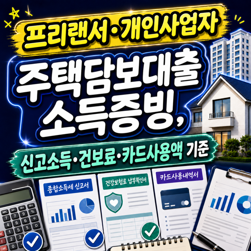 프리랜서·개인사업자 주택담보대출 소득증빙, 신고소득·건보료·카드사용액 기준