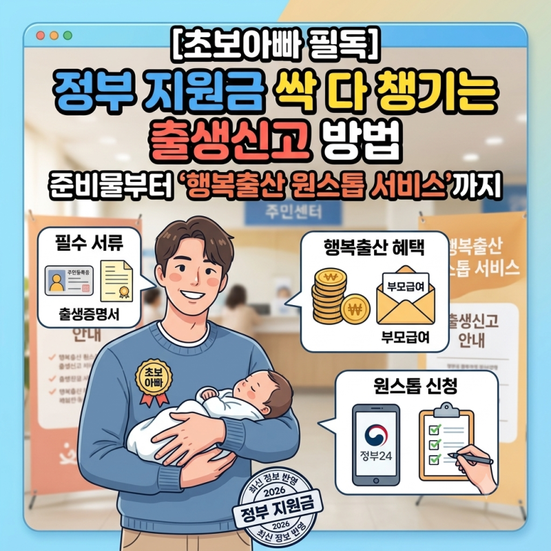 초보아빠 필독 정부 지원금 싹 다 챙기는 출생신고 방법 준비물부터 행복출산 원스톱 서비스....
