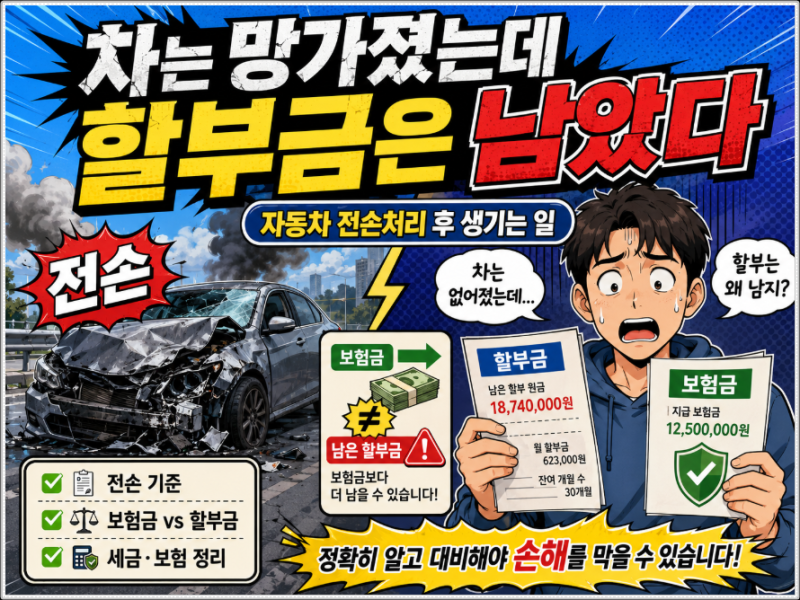 "차는 망가졌는데 할부금은 남았다" 자동차 전손처리 후 생기는 일