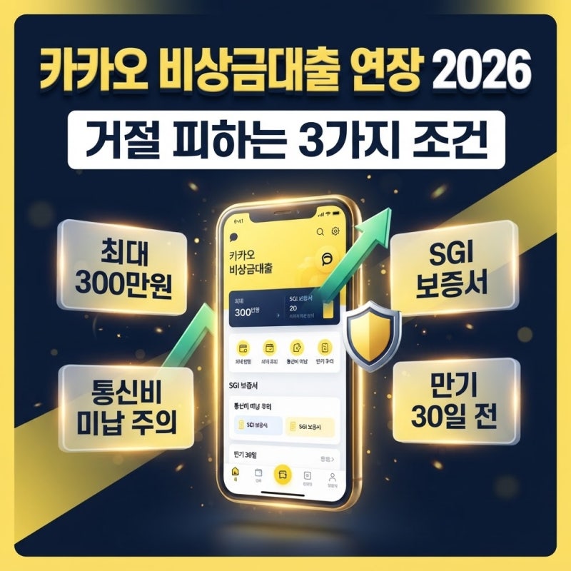 카카오 비상금 대출 연장 2026, 거절 피하는 3가지 핵심 조건