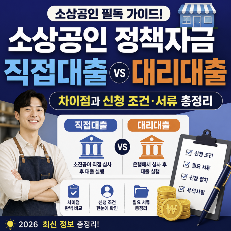 소상공인 정책자금 직접대출 대리대출 차이점과 신청 조건 서류 총정리