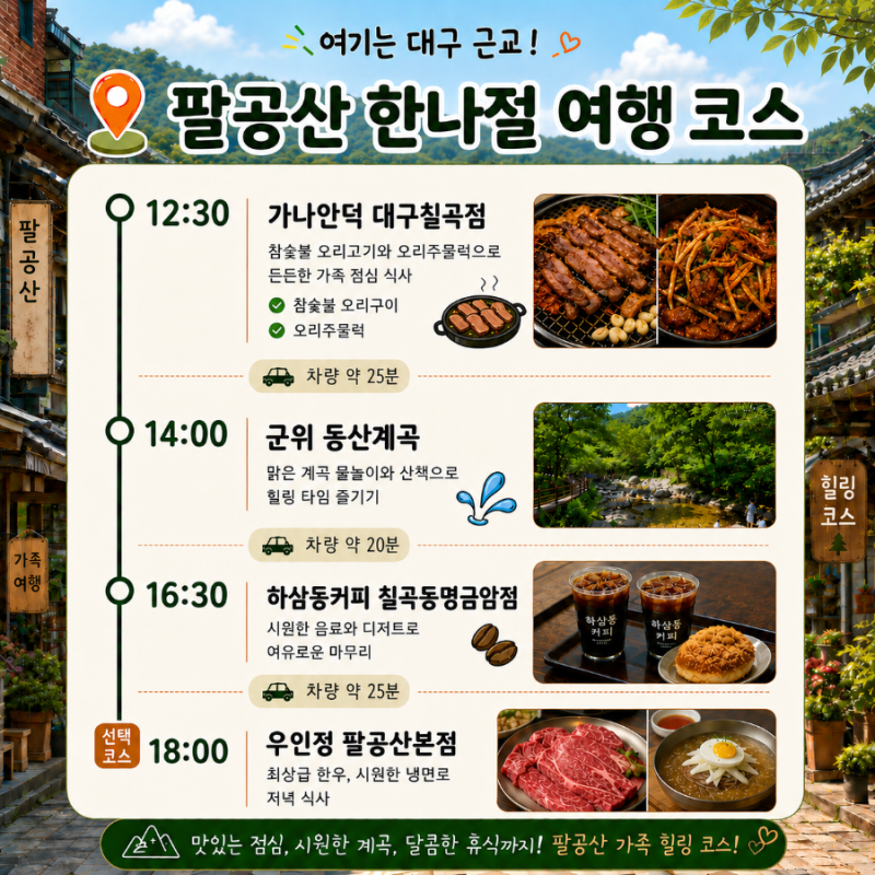 大邱近郊旅遊八公山一日遊 | 吃烤鴨、溪谷戲水、咖啡廳一次滿足