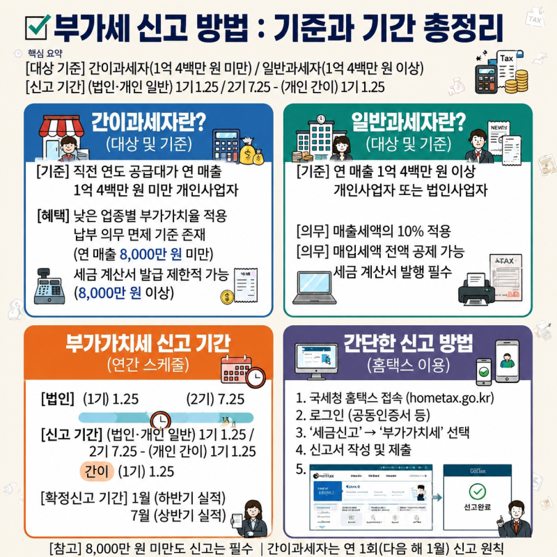 ✅부가세 신고 방법｜간이과세자·일반과세자 기준과 신고 기간 총정리✅