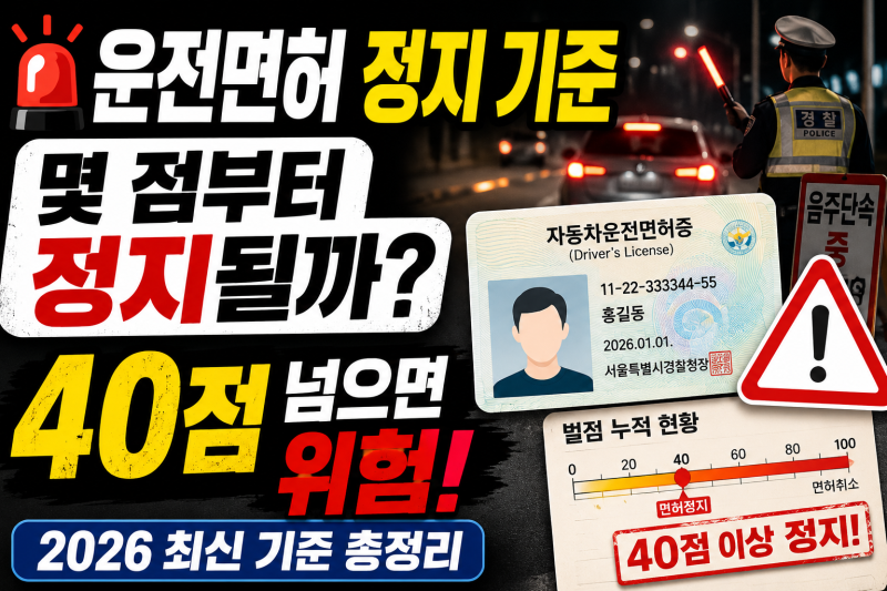운전면허 벌점 정지 기준 총정리, 몇 점부터 면허정지 될까?