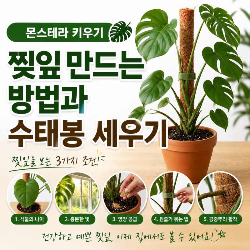 몬스테라 키우기 | 찢잎 만드는 방법과 수태봉 세우기 3편