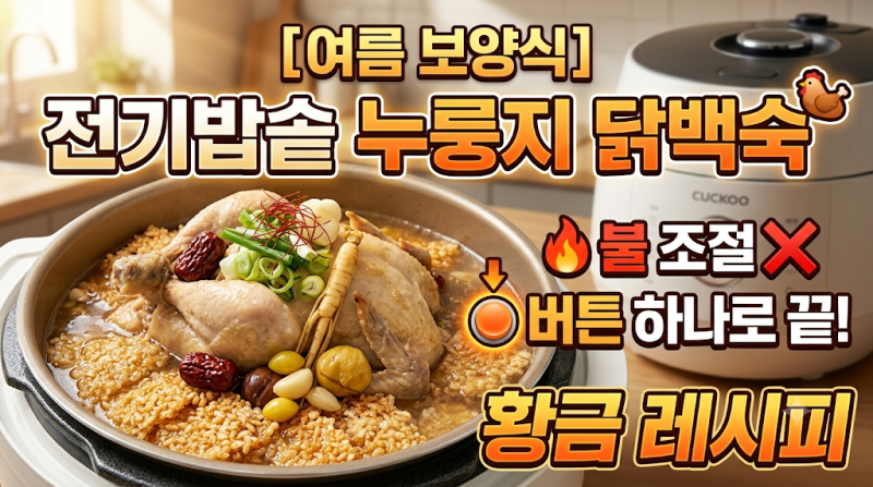 [여름 보양식] 불 조절 ❌ 버튼 하나로 끝내는 '전기밥솥 누룽지 닭백숙' 황금 레시피