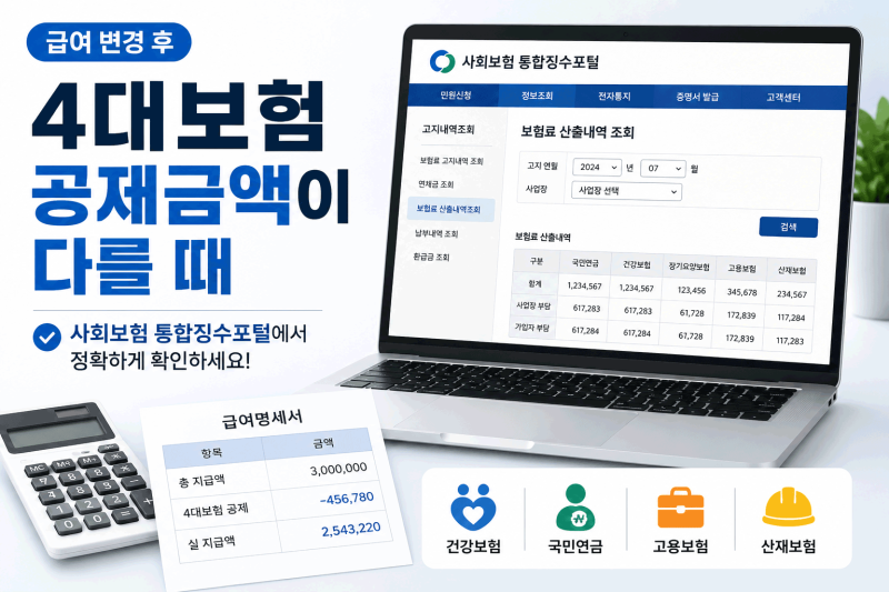 급여 변경 후 4대보험 공제금액이 다를 때