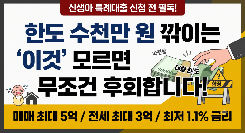 신생아 특례대출 신청 전 필독! 매매·전세 조건, 대출금리, 한도 10분 만에 끝내기