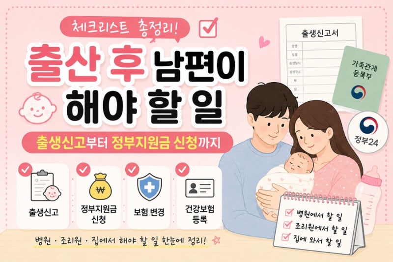 출산 후 해야 할 일｜남편이 챙겨준 출생신고·지원금·퇴원 후 체크리스트
