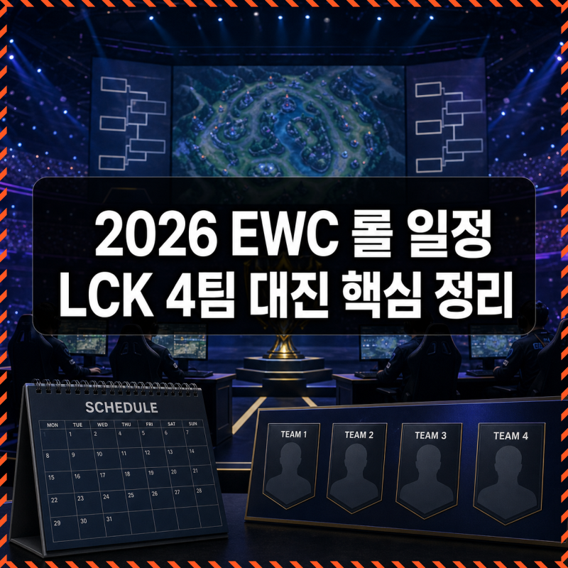 2026 EWC 롤 일정과 LCK 4팀 대진 핵심 정리