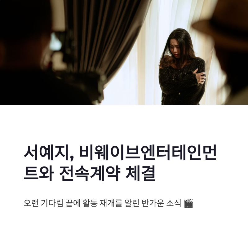 서예지 전속계약 비웨이브엔터테인먼트에서 시작하는 새로운 행보