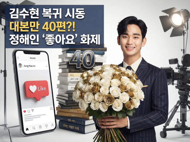 김수현 SNS 재개에 쏠린 시선…복귀 시동,광고 촬영·차기작 대본 40편 검토설·정해인 반응까....