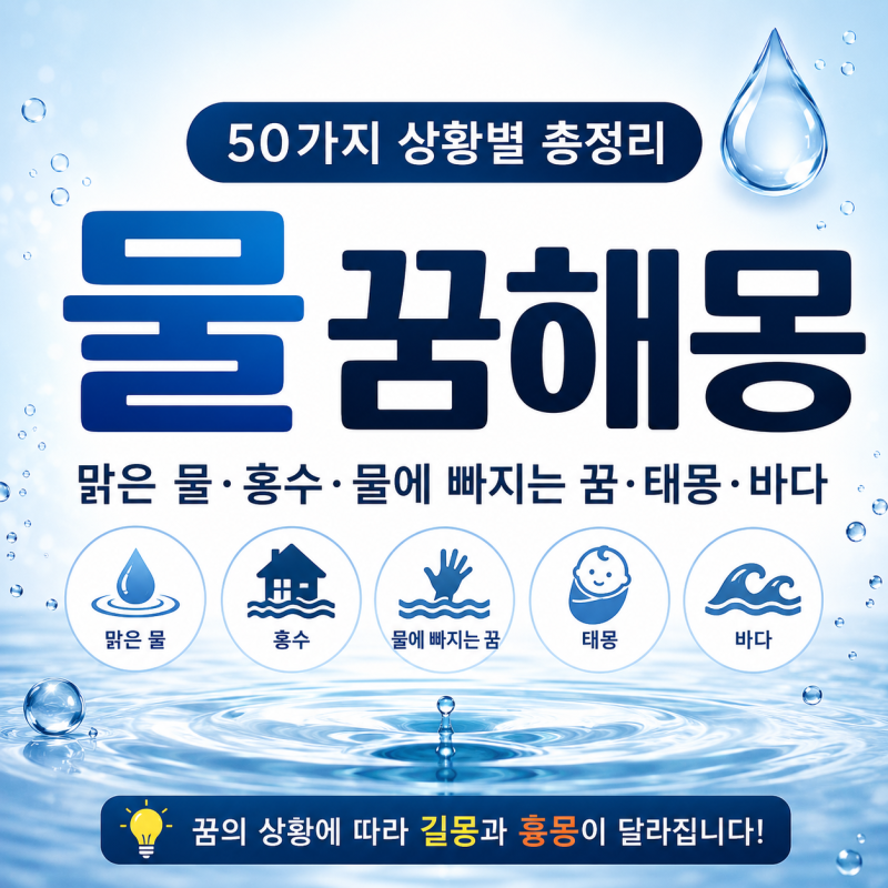 물 꿈해몽 50가지｜맑은 물·홍수·물에 빠지는 꿈·태몽·바다