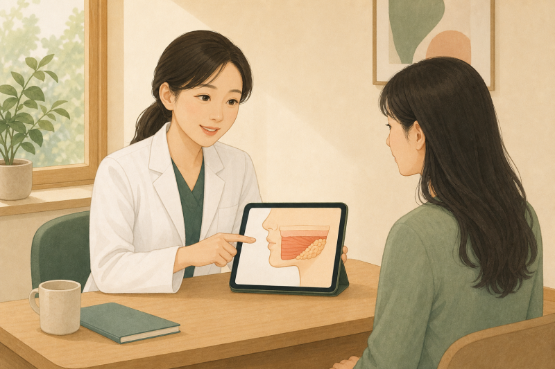 침샘 보톡스, 각져 보이는 하관의 원인이 사각턱이 아닐 때