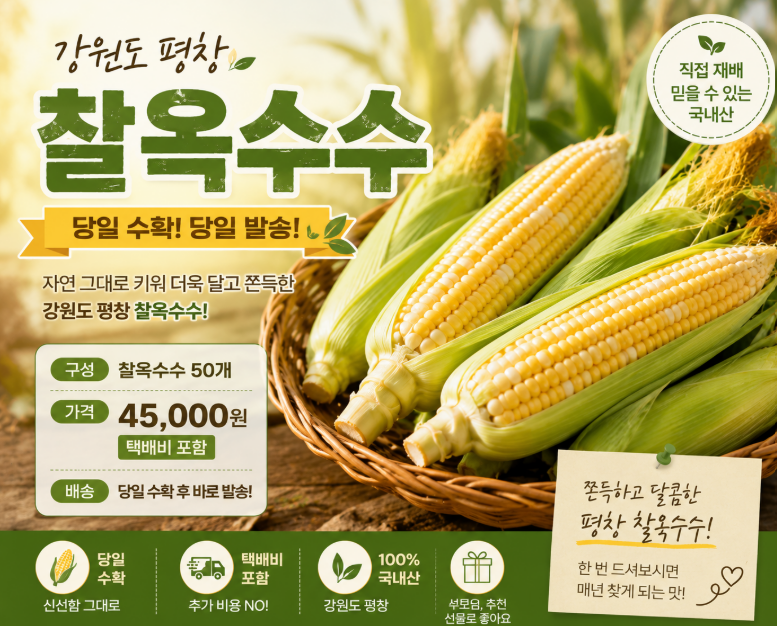 [강원도 찰옥수수 직거래] 강원도 평창에서 막 수확한 옥수수, 바로 보내드려요(직거래/택배....