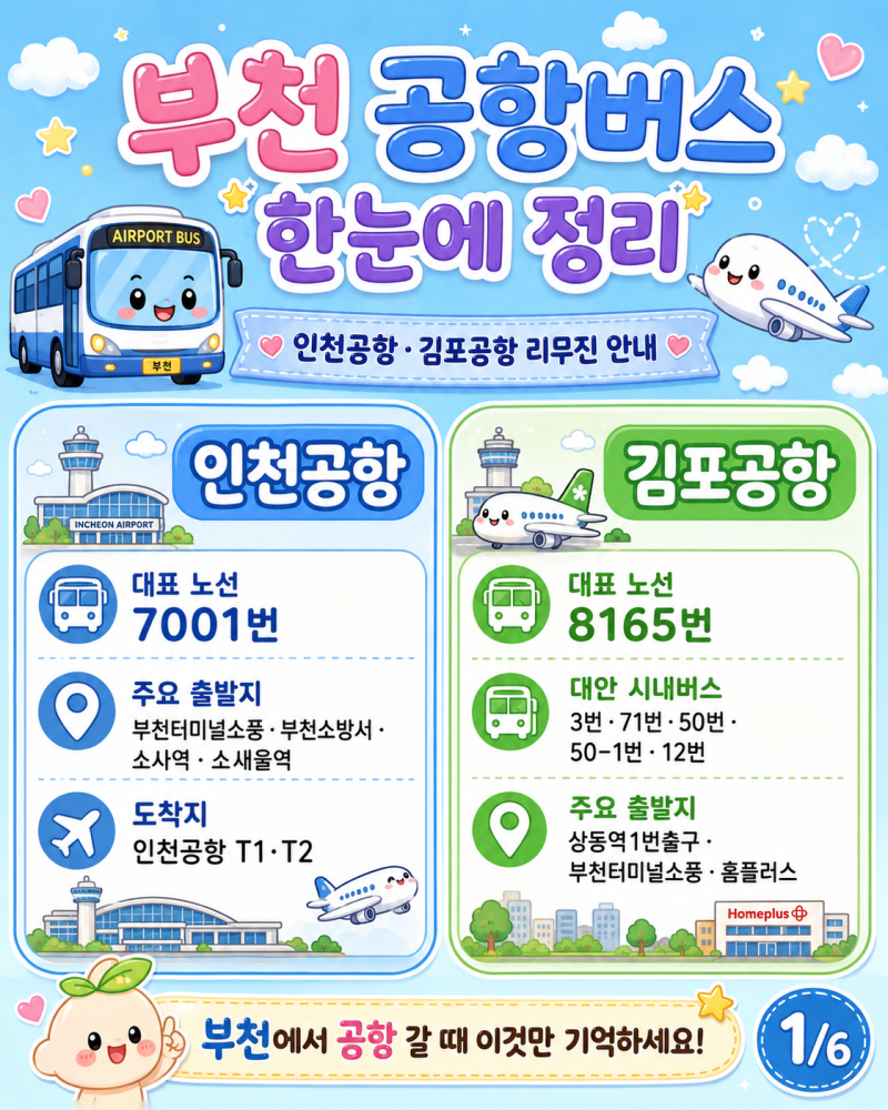 부천 공항버스, 인천공항·김포공항 리무진 시간표 요금 예매 타는곳 한 번에 정리