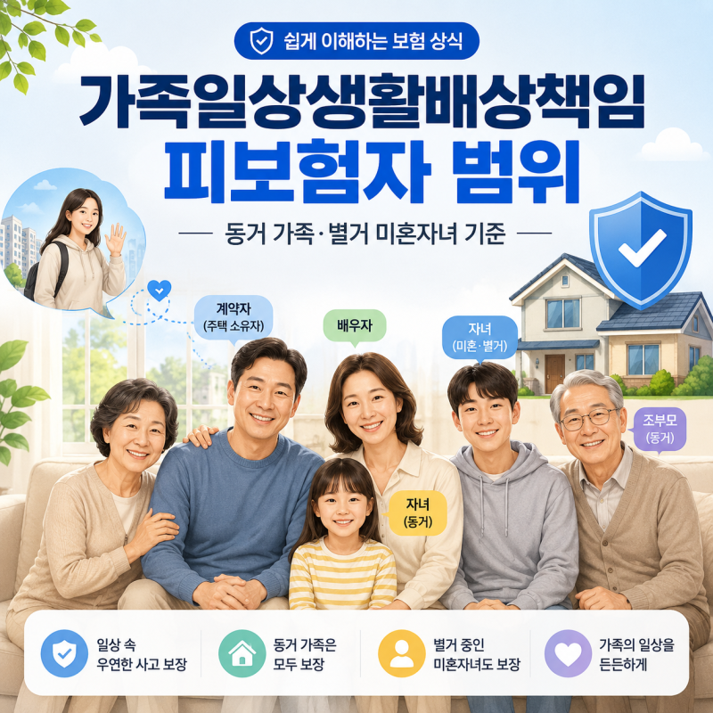 가족일상생활배상책임 피보험자 범위｜동거 가족·별거 미혼자녀 기준