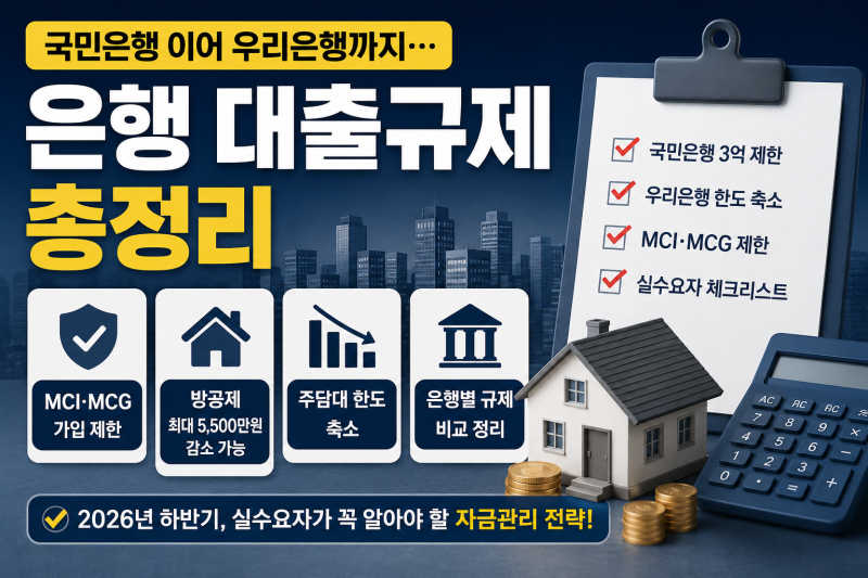 [부동산이슈] 국민은행 이어 우리은행까지… 은행 대출규제 총정리 - MCI·MCG·방공제·주담대 ....