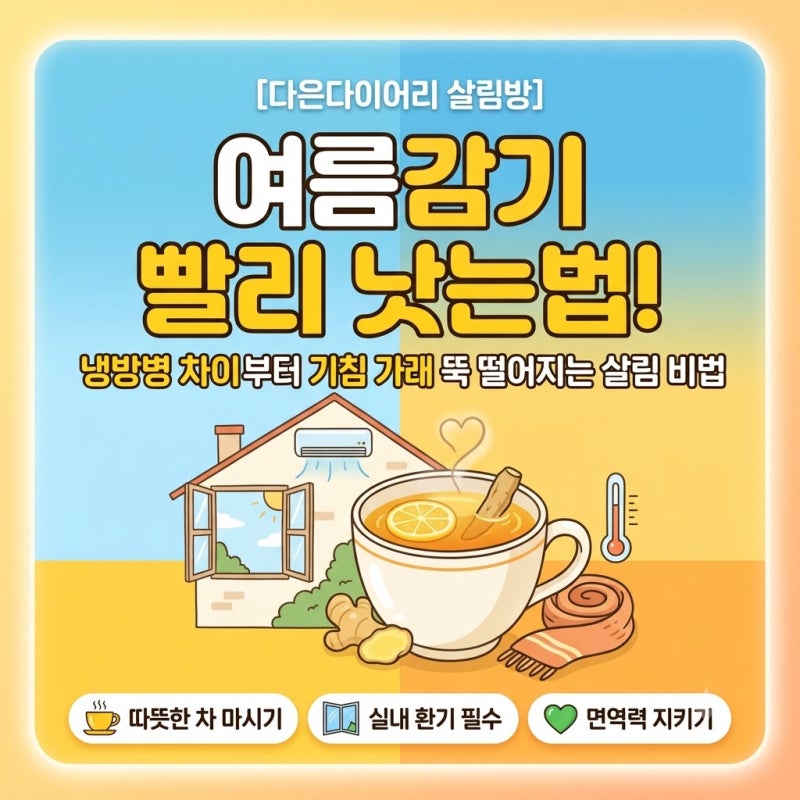 [여름감기 빨리 낫는법 냉방병 차이 증상부터 기침 가래 잡는 실전 살림 꿀팁]