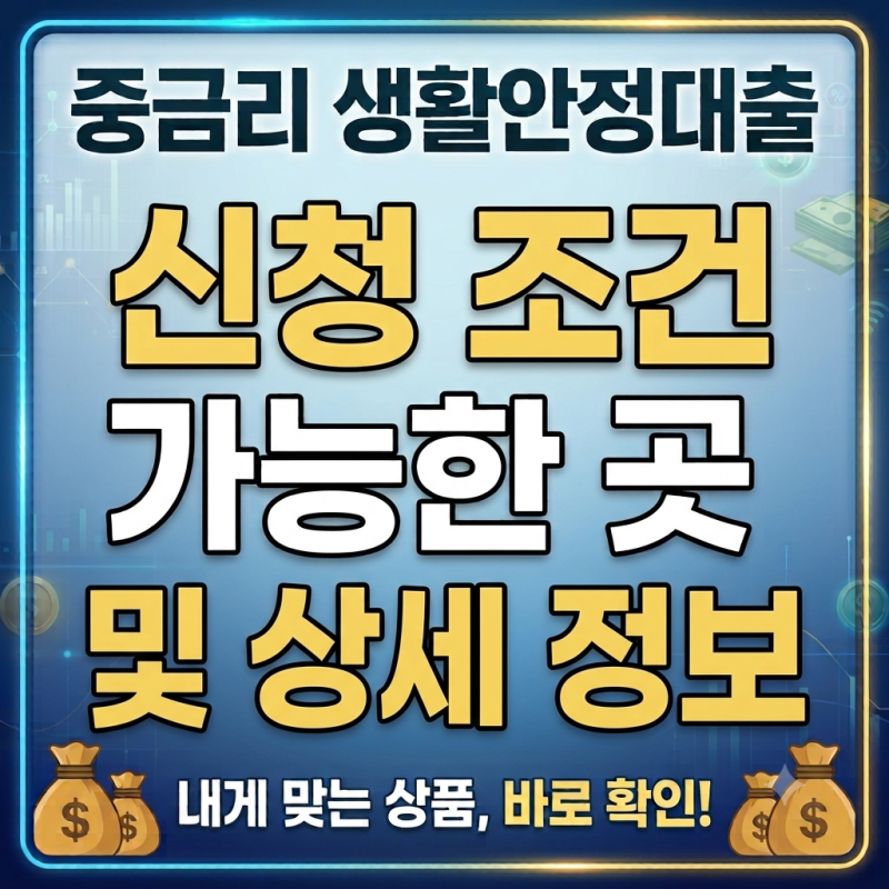 중금리 생활안정대출 1금융권 가능한 곳 및 신청 조건