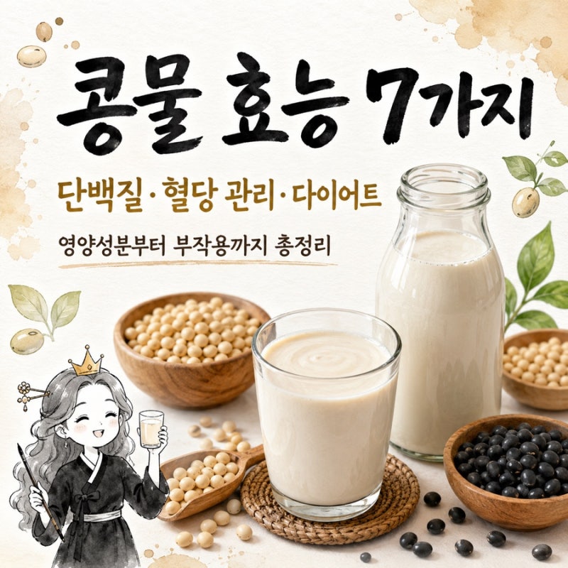 콩물 효능 7가지｜단백질, 혈당 관리, 다이어트 효과와 부작용 총정리