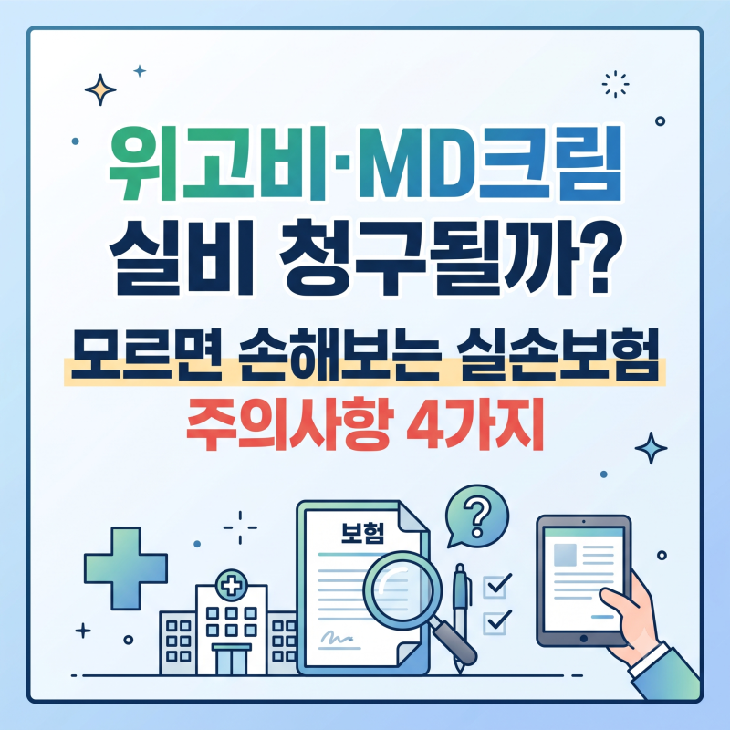 위고비·MD크림 실비 청구 될까? 모르면 손해 보는 실손보험 주의 사항 4가지
