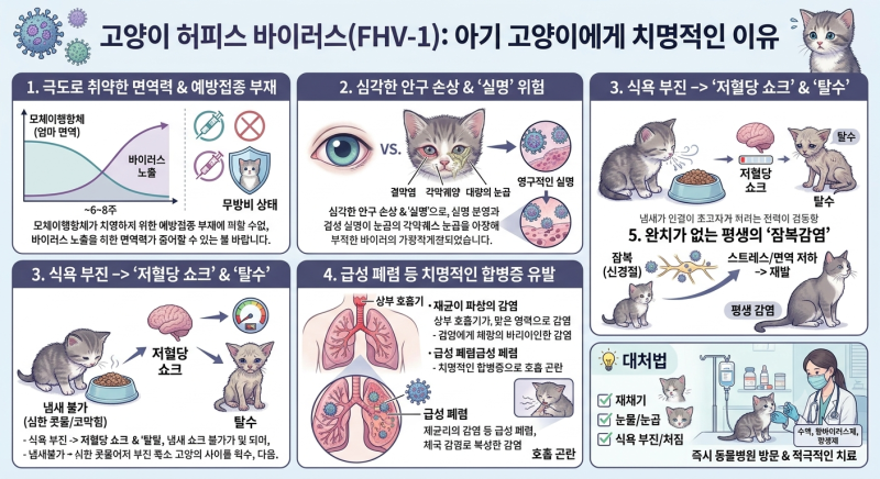 고양이 허피스 아기고양이에게 무서운 질병인 이유 : 그 이유는 크게 5가지로 요약