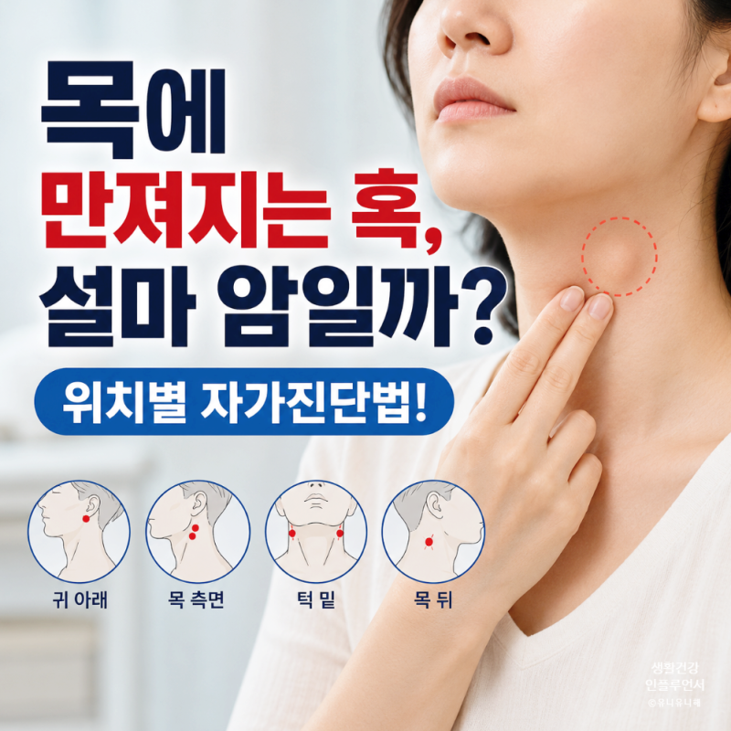 목에 멍울 위치와 아픔 유무로 보는 임파선염, 갑상선 결절, 지방종 구별법