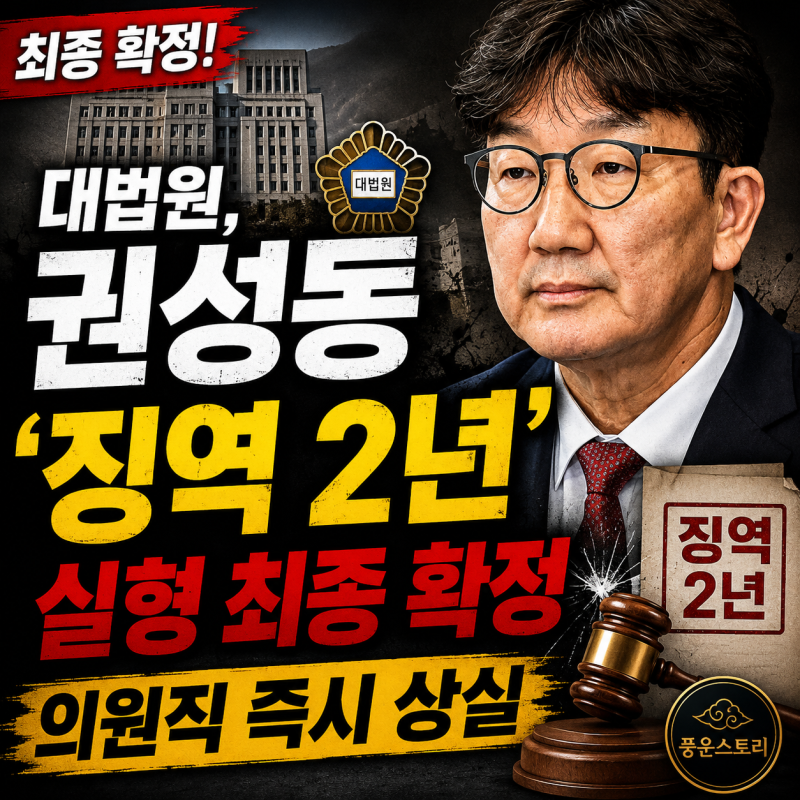 대법원, 권성동 '징역 2년' 실형 최종 확정…의원직 즉시 상실