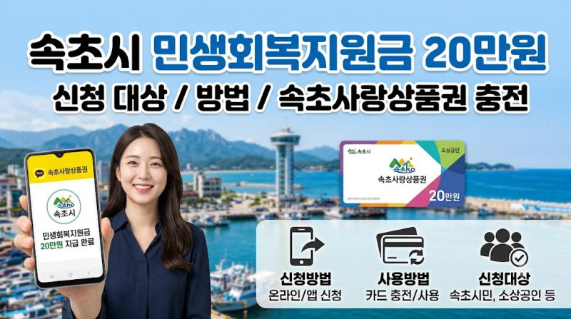 속초시 민생회복지원금 20만원 신청방법, 속초사랑상품권 충전 사용처 신청대상