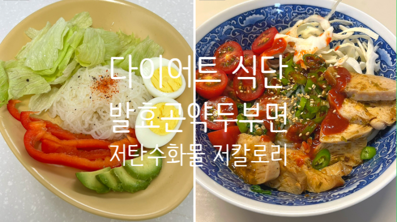 다이어트 식단 발효곤약두부면 29kcal 저칼로리 고식이섬유 저탄수화물 레시피 냉국수, 쫄면 ....