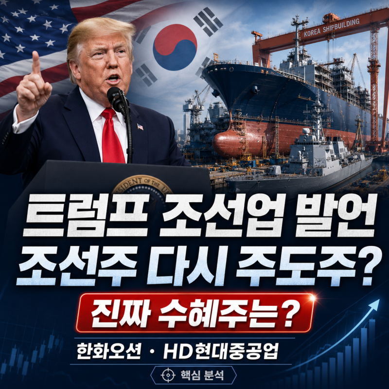 트럼프 조선업 발언 핵심 분석, 조선주 다시 주도주 될까? 한화오션·HD현대중공업 진짜 수혜....