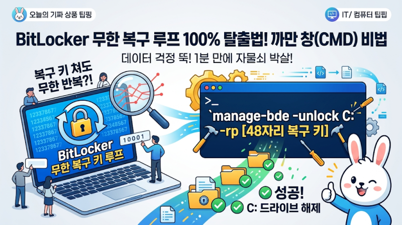윈도우11 비트로커 복구키 무한루프 해제 CMD 해결 방법