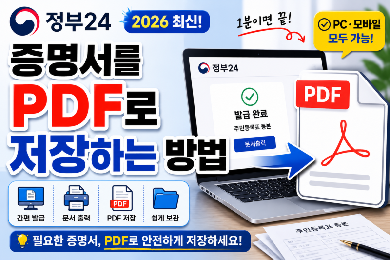 정부24 증명서를 PDF로 저장하는 방법