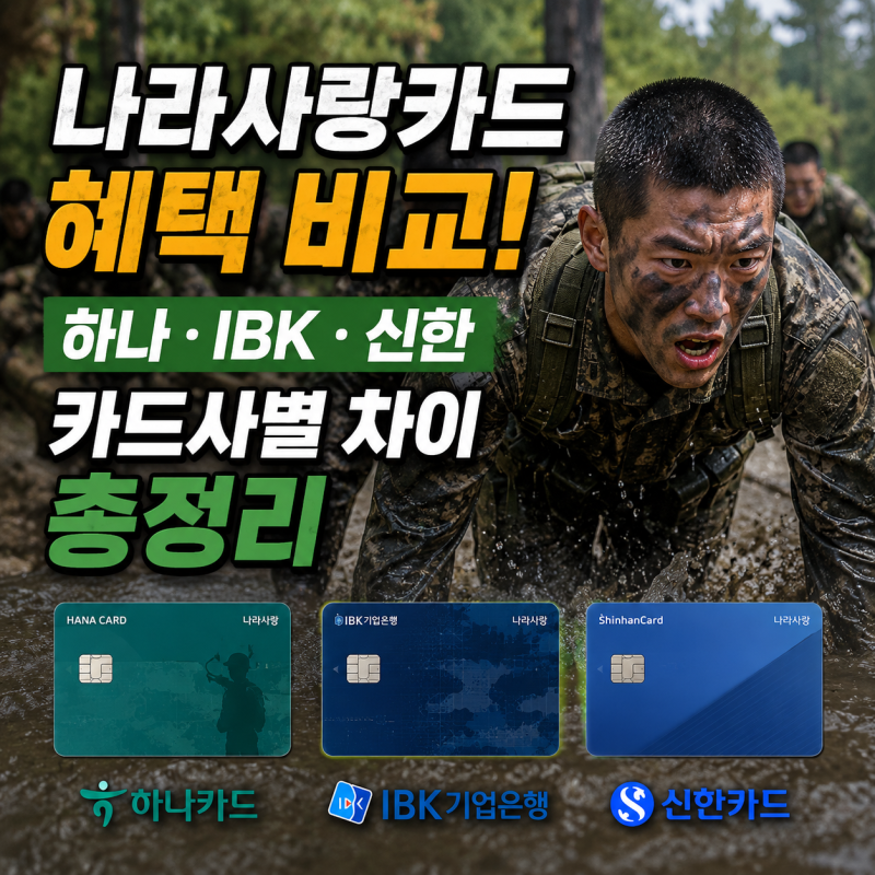 나라사랑카드 혜택 비교! 하나·IBK·신한 카드사별 차이 총정리