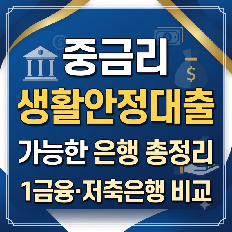 중금리 생활안정대출 가능한 은행 총정리, 1금융·저축은행 비교