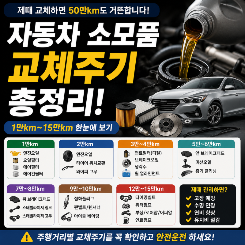 자동차 소모품 교체주기｜1만km부터 10만 15만km까지 한눈에 정리